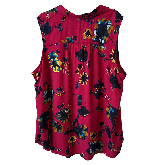 Caffe Marrakesh Womens 3X Boho Pink Floral Pintucked Sleeveless Tunic Hawaii - Picture 2 of 8